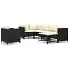 vidaXL Salon de jardin 7 pcs avec coussins R&eacute;sine tress&eacute;e Noir
