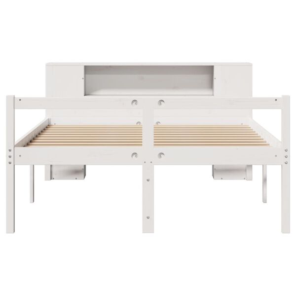 vidaXL Lit biblioth&egrave;que sans matelas blanc 150x200 cm bois pin massif