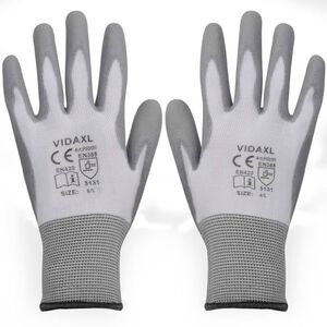 vidaXL Gants de travail PU 24 paires Blanc et gris Taille 9/L