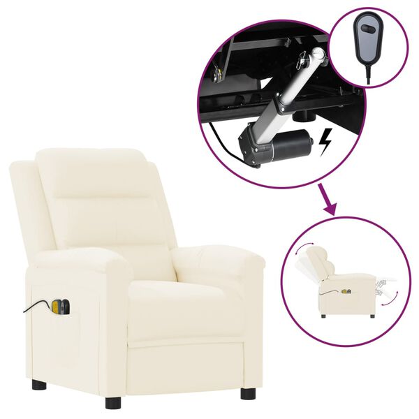vidaXL Fauteuil de massage électrique Crème Similicuir