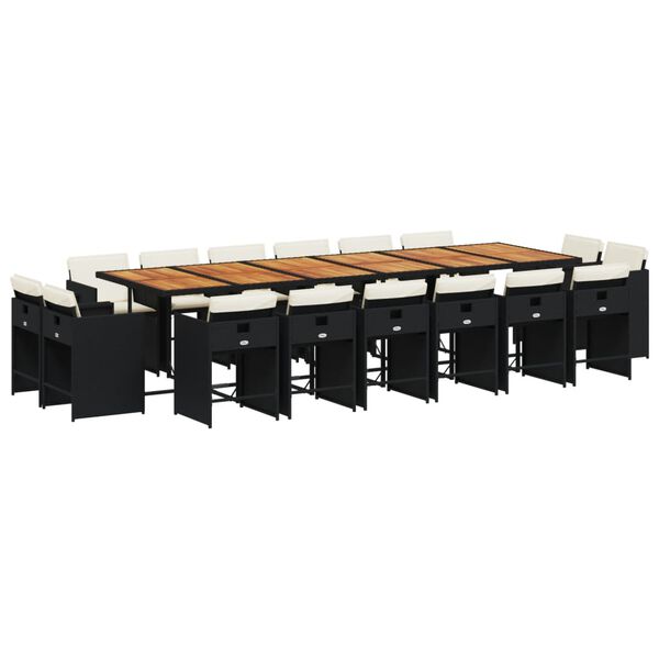 vidaXL Ensemble &agrave; manger de jardin coussins 17 pcs r&eacute;sine tress&eacute;e