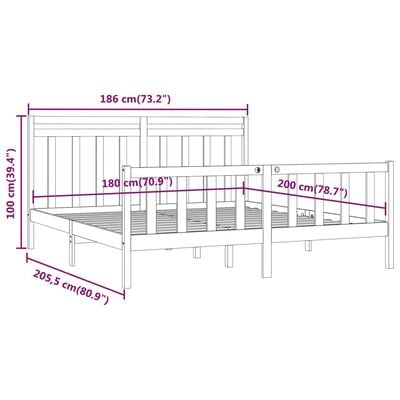 vidaXL Cadre de lit sans matelas bois massif de pin 180x200 cm