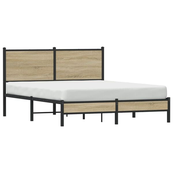 vidaXL Cadre de lit en m&eacute;tal sans matelas ch&ecirc;ne sonoma 140x200 cm