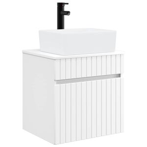 vidaXL Meuble de lavabo mural Blanc 49 x 41 x 63 cm Bois d'ing&eacute;nierie