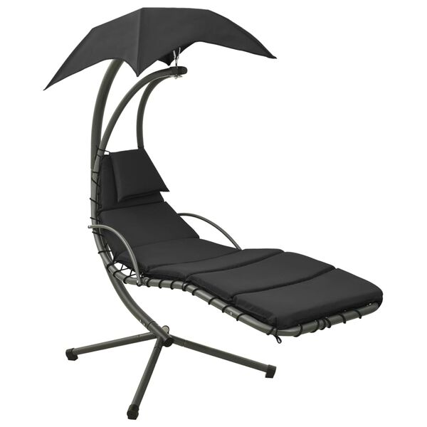 vidaXL Balancelle de jardin Noir et gris 190x90x200 cm Tissu