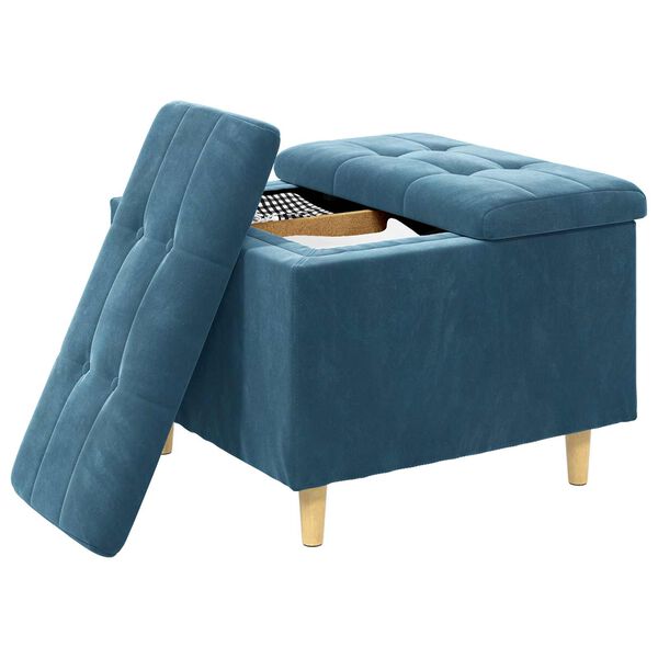 vidaXL Tabouret bouton avec coussin Bleu 60 x 60 x 45 cm Velours