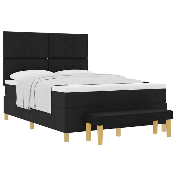 vidaXL Lit &agrave; ressorts avec matelas Noir 160 x 200 cm tissu