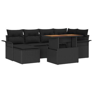 vidaXL Ensemble de canap&eacute; de jardin avec coussin 7 pcs Noir