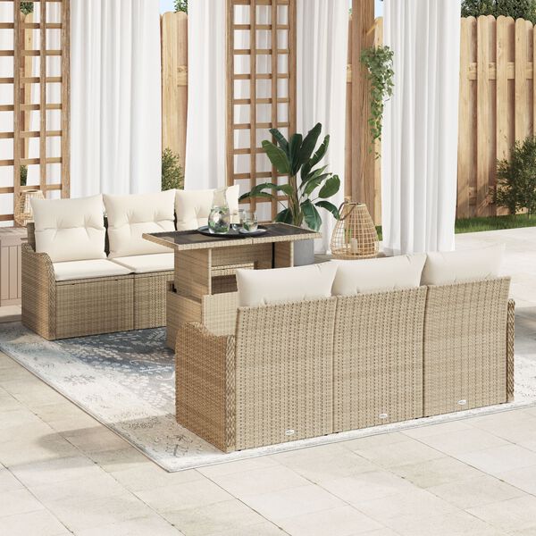 vidaXL Ensemble de canap&eacute; de jardin 7 pcs Beige 100 x 55 x 73 cm