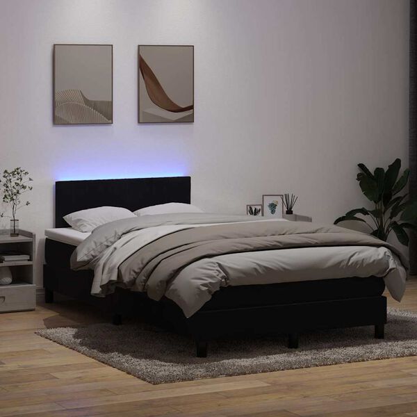vidaXL Sommier &agrave; lattes de lit avec matelas et LED noir 120x210 cm velours