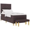 vidaXL Lit &agrave; ressorts avec t&ecirc;te de lit Marron fonc&eacute; 190 x 90 cm tissu
