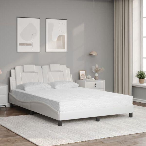 vidaXL Lit Viana avec matelas blanc 120x200 cm similicuir