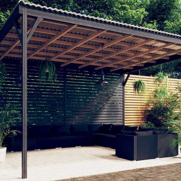 vidaXL Salon de jardin 10 pcs avec coussins R&eacute;sine tress&eacute;e Noir