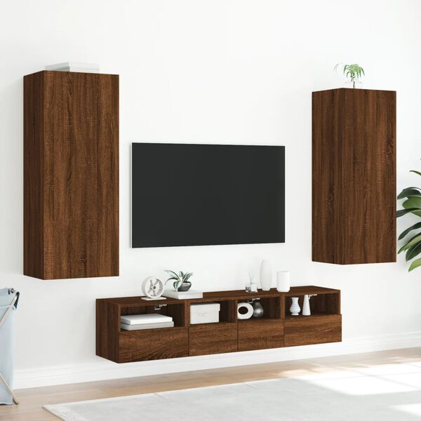 vidaXL Meuble TV mural ch&ecirc;ne marron 40,5x30x102 cm bois d'ing&eacute;nierie