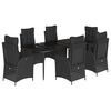 vidaXL Ensemble &agrave; manger de jardin coussins 7pcs Noir R&eacute;sine tress&eacute;e