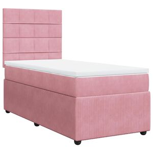 vidaXL Sommier &agrave; lattes de lit avec matelas Rose 100x200 cm Velours