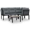 vidaXL Salon de jardin 5 pcs noir et gris r&eacute;sine tress&eacute;e
