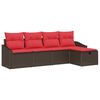 vidaXL Ensemble de Canap&eacute;s avec coussin avec stockage Marron polyrotin