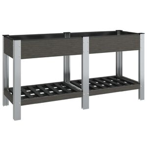vidaXL Lit sur&eacute;lev&eacute; de jardin avec &eacute;tag&egrave;re Gris 175x50x75 cm WPC