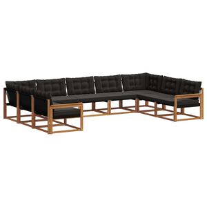 vidaXL Ensemble de canap&eacute;s d'ext&eacute;rieur 9 pc Naturel et Noir