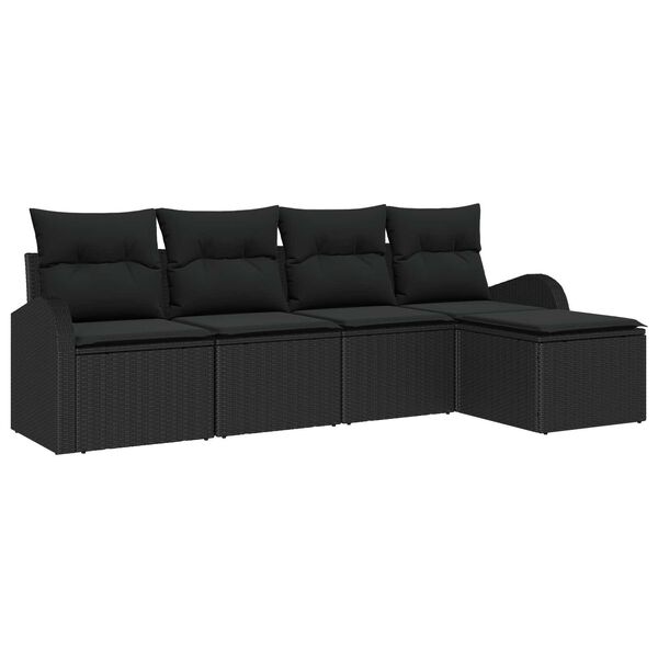 vidaXL Ensemble de Canap&eacute;s avec coussin 5 pcs Noir polyrotin