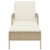 vidaXL Chaise longue avec coussin beige 63x200x81 cm r&eacute;sine tress&eacute;e