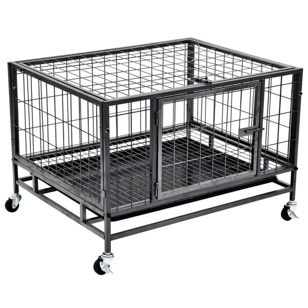 vidaXL Cage pour chiens robuste avec roues Acier 82 x 66 x 56 cm