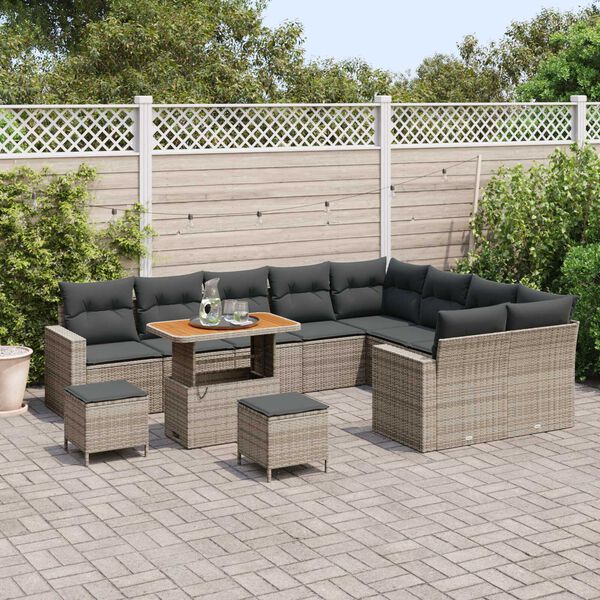 vidaXL Ensemble de canapé de jardin 12 pcs Gris polyrotin