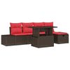 vidaXL Ensemble de canap&eacute; de jardin 6 pc Marron polyrotin