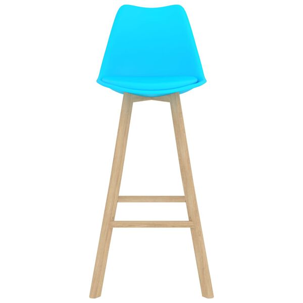vidaXL Tabourets de bar lot de 2 bleu PP et bois de h&ecirc;tre massif