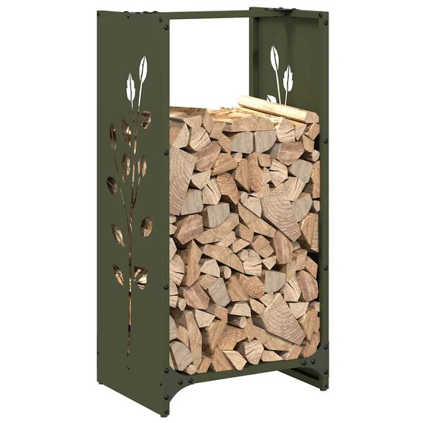vidaXL Portant de bois chauffage vert olive 40x30x80 cm