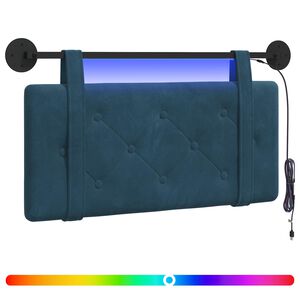 vidaXL T&ecirc;te de lit suspendue Avec lumi&egrave;re LED Bleu Velours