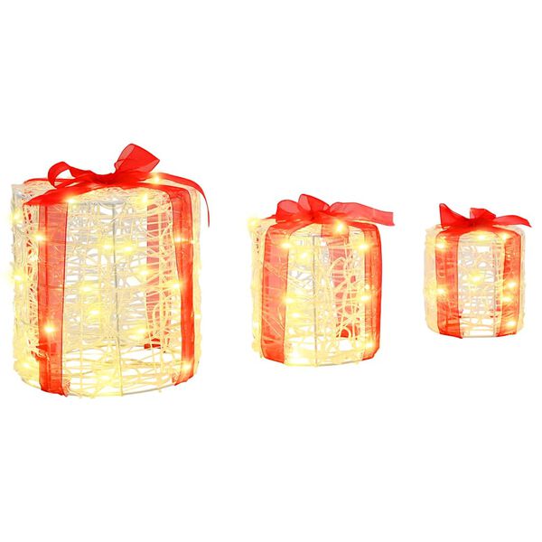 vidaXL Décoration de boîte cadeau 3 pcs Blanc chaud 20 x 20 x 21 cm