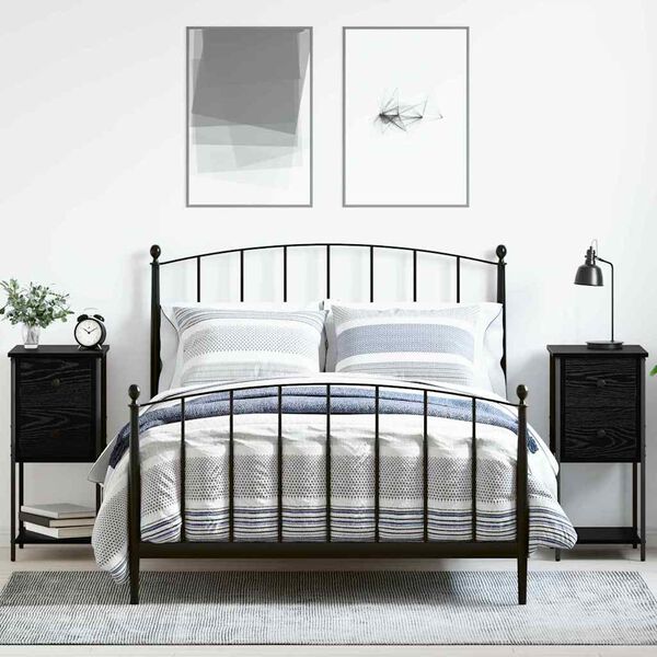 vidaXL Cabinet de chevet avec tiroir 2 pcs Ch&ecirc;ne noir 32 x 42 x 70 cm