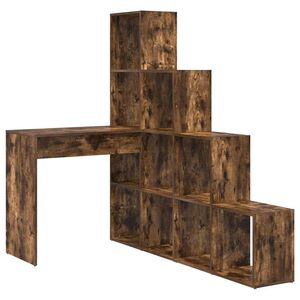 vidaXL Bureau d'angle avec &eacute;tag&egrave;re Ch&ecirc;ne fum&eacute; 101,5 x 149,5 x 149,5 cm