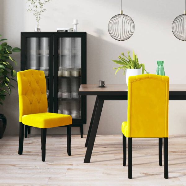 vidaXL Chaises &agrave; manger lot de 2 Jaune Velours