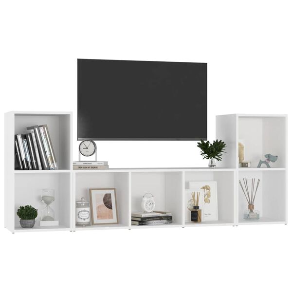 vidaXL Ensemble de meubles TV 3 pcs Blanc Bois d'ing&eacute;nierie