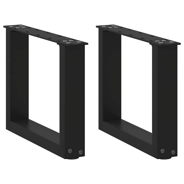 vidaXL Pieds de table basse en U, 2 pi&egrave;ces, noir, 40 x (30-31) cm, acier