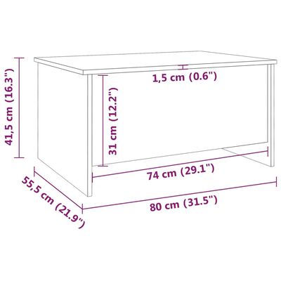 vidaXL Table basse Chêne sonoma 80x55,5x41,5 cm Bois d'ingénierie