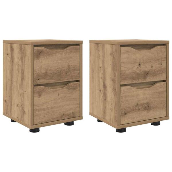 vidaXL Tables de chevet 2 pcs Ch&ecirc;ne artisanal 30,5 x 30 x 43 cm