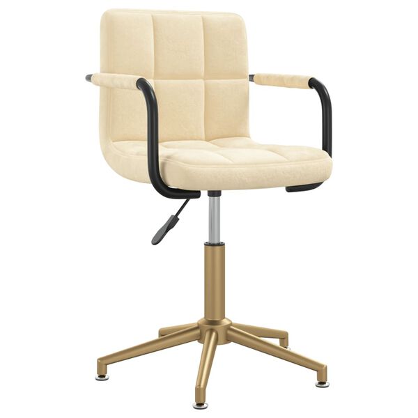 vidaXL Chaise pivotante de salle &agrave; manger Cr&egrave;me Velours