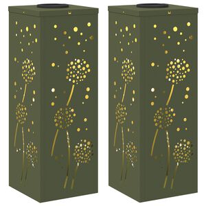 vidaXL Lumi&egrave;re de chemin LED solaire 2 pcs Vert olive