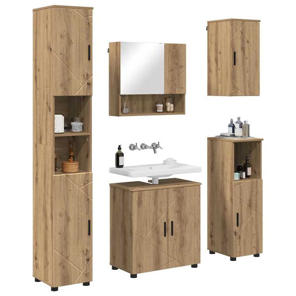 vidaXL Ensemble de mobilier de salle de bain 5 pcs Ch&ecirc;ne artisanal
