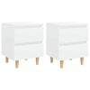 vidaXL Tables de chevet avec pieds en pin 2 pcs Blanc 40x35x50 cm