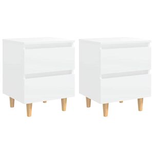 vidaXL Tables de chevet avec pieds en pin 2 pcs Blanc 40x35x50 cm