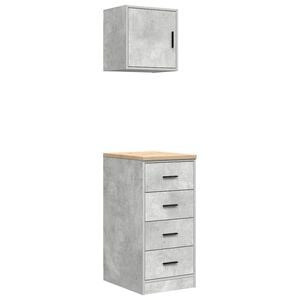 vidaXL Armoires de garage 2 pcs gris b&eacute;ton bois d'ing&eacute;nierie