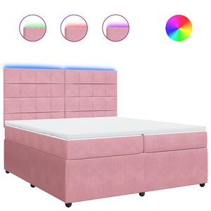 vidaXL Sommier &agrave; lattes de lit avec matelas Rose 200x200 cm Velours