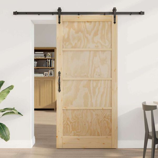vidaXL Porte coulissante ORKDAL Naturel et Noir 93 x 202 cm Pin massif