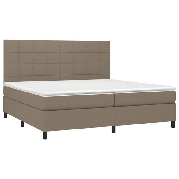 vidaXL Sommier &agrave; lattes de lit et matelas et LED Taupe 200x200cm Tissu