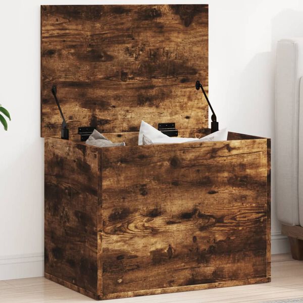 vidaXL Bo&icirc;te de rangement ch&ecirc;ne fum&eacute; 60x42x46 cm bois d'ing&eacute;nierie